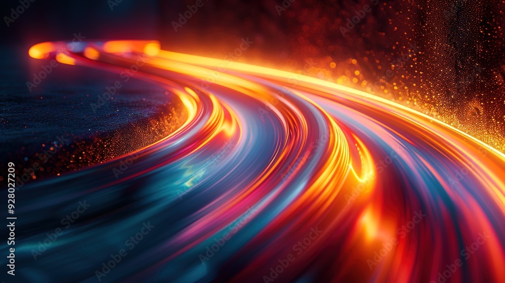 Abstract glowing curves with red and orange hues. Abstract glowing curves with red and orange hues.