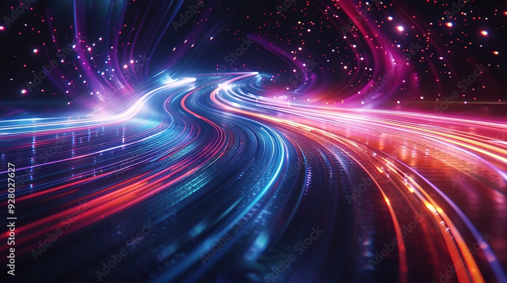 Abstract glowing lines and light streaks in a dark background. Abstract glowing lines and light streaks in a dark background.