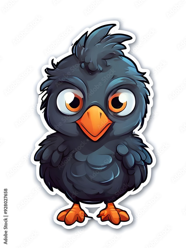 Obraz premium cartoon cute chicken baby sicker on white