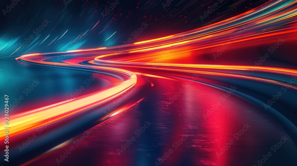 Abstract glowing lines with a red and orange color scheme.