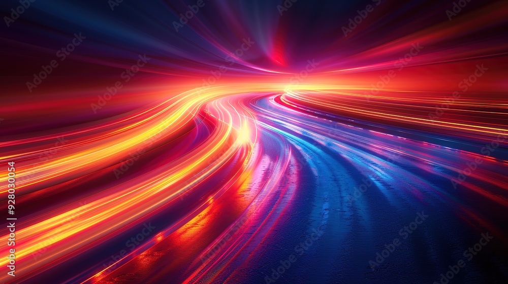 Abstract glowing streaks of red, orange, and blue light. Abstract glowing streaks of red, orange, and blue light.