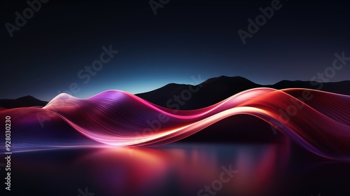 Abstract glowing wave mountains landscape background.