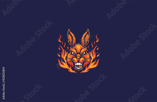 Angry rabbit on fire design vector illustration