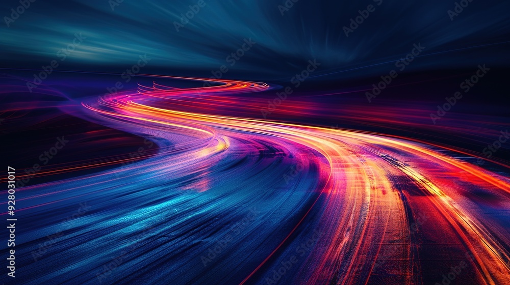 Abstract image of vibrant, swirling light trails. Abstract image of vibrant, swirling light trails.