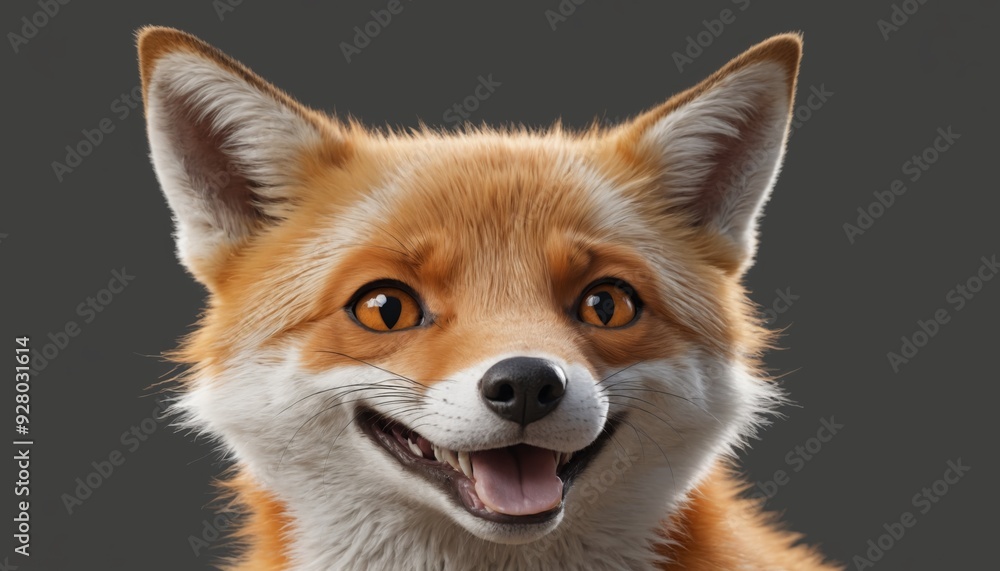 A trio of foxes grinning with delight in a close-up portrait A trio of foxes grinning with delight in a close-up portrait