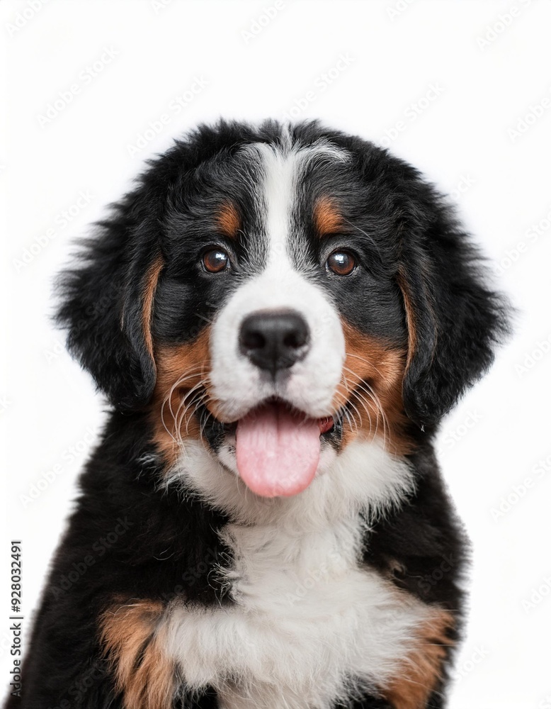 笑顔のバーニーズ・マウンテン・ドッグの子犬のポートレート(Portrait of a smiling Bernese Mountain Dog puppy on white background)
笑顔のバーニーズ・マウンテン・ドッグの子犬のポートレート(Portrait of a smiling Bernese Mountain Dog puppy on white background)