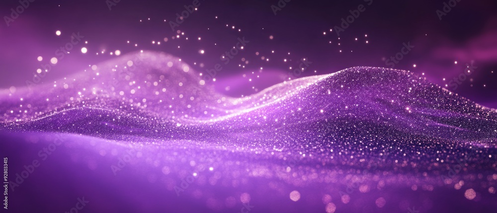 Digital purple particles wave and light abstract background with shining dots stars. Digital purple particles wave and light abstract background with shining dots stars.