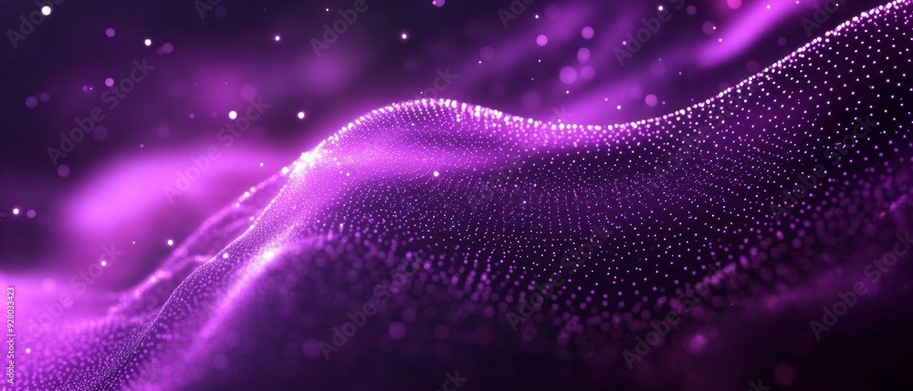 Digital purple particles wave and light abstract background with shining dots stars. Digital purple particles wave and light abstract background with shining dots stars.