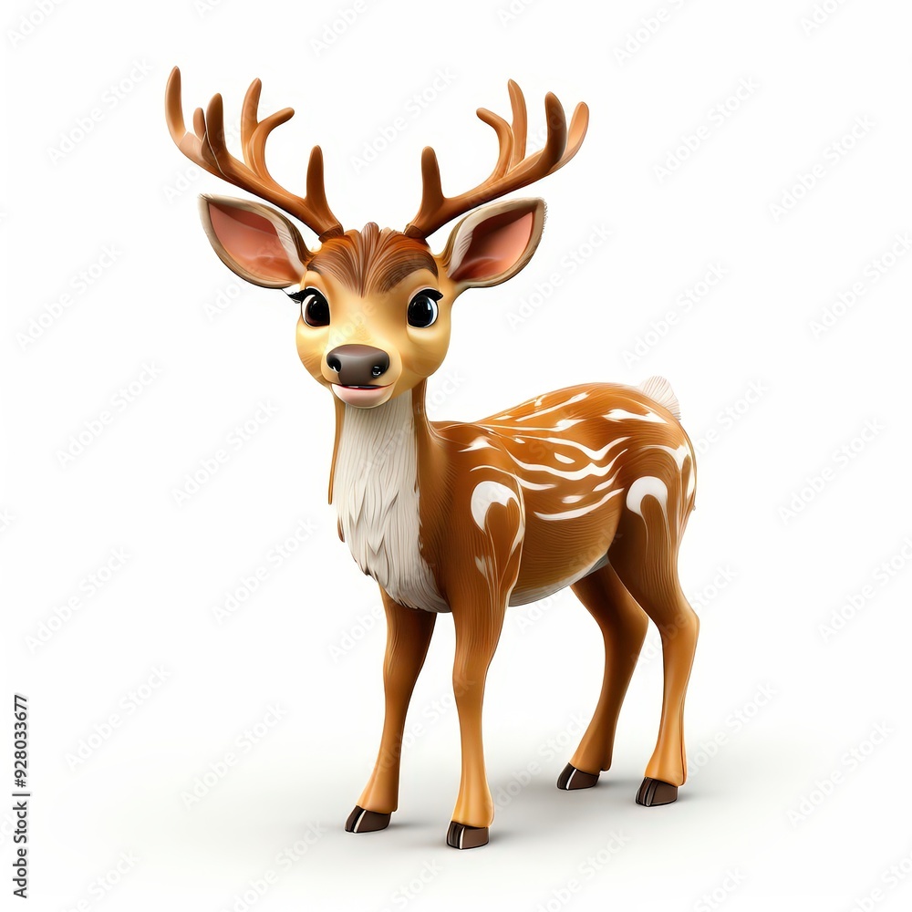 Fototapeta premium the AI Image Generator, 3d rendering of cartoon deer on Isolated