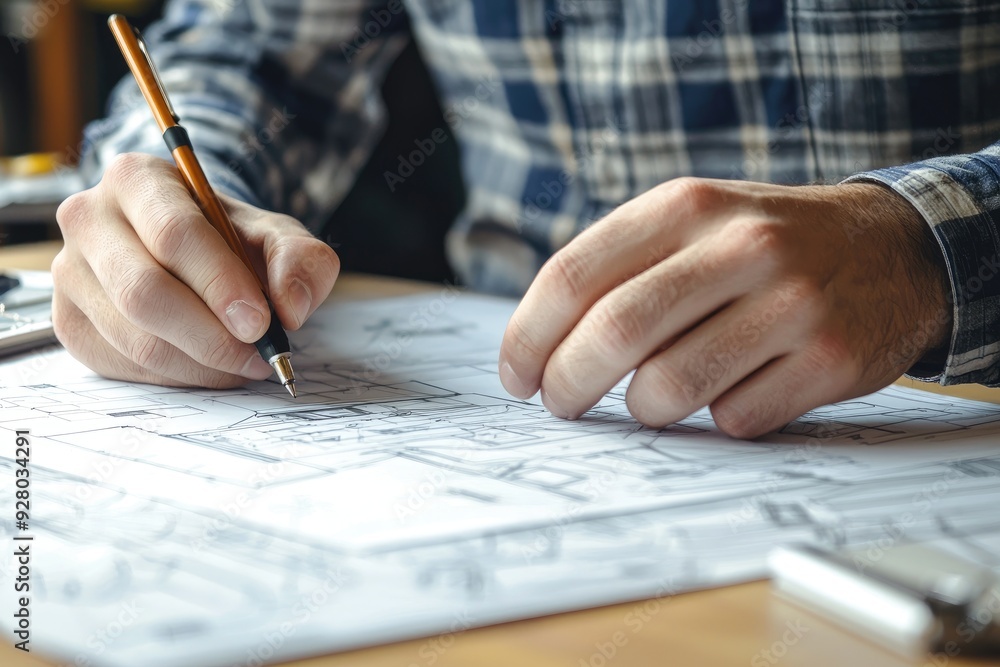 A man is writing with a pen on a piece of paper, Concept of focus and concentration