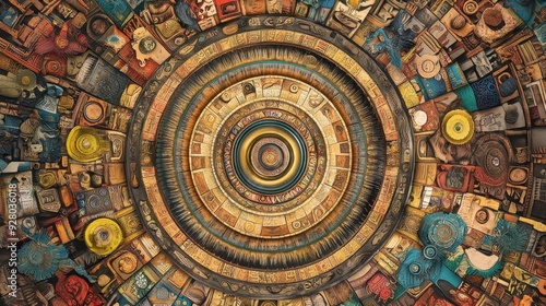 Wallpaper Mural Intricate Circular Mosaic with Vibrant Colors and Detailed Patterns in a Symmetrical Design Torontodigital.ca