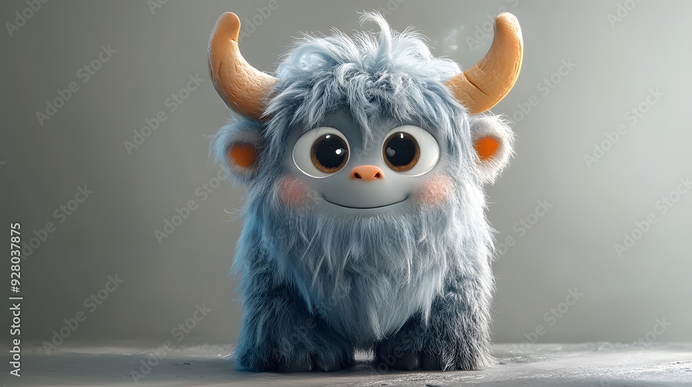 Fototapeta premium Cute Cartoon Yeti with Big Eyes.