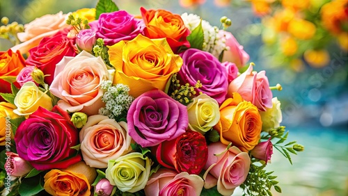 A beautiful bouquet of vibrant roses and a mixed bouquet , roses, floral, flowers, arrangement, vibrant, colorful, nature