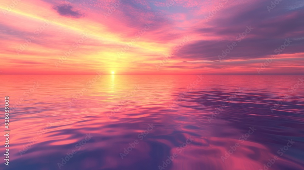 Fototapeta premium Golden Hour Sunset Over Calm Ocean