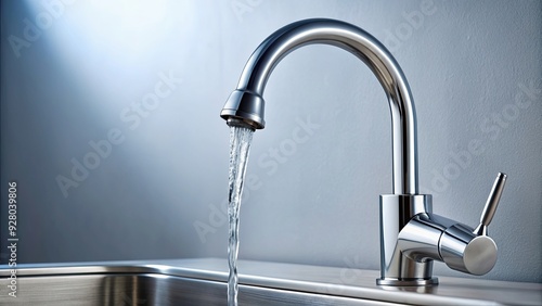 Water flowing out of a silver kitchen faucet, kitchen, faucet, water, flow, interior, design, home, sink, metallic, clean