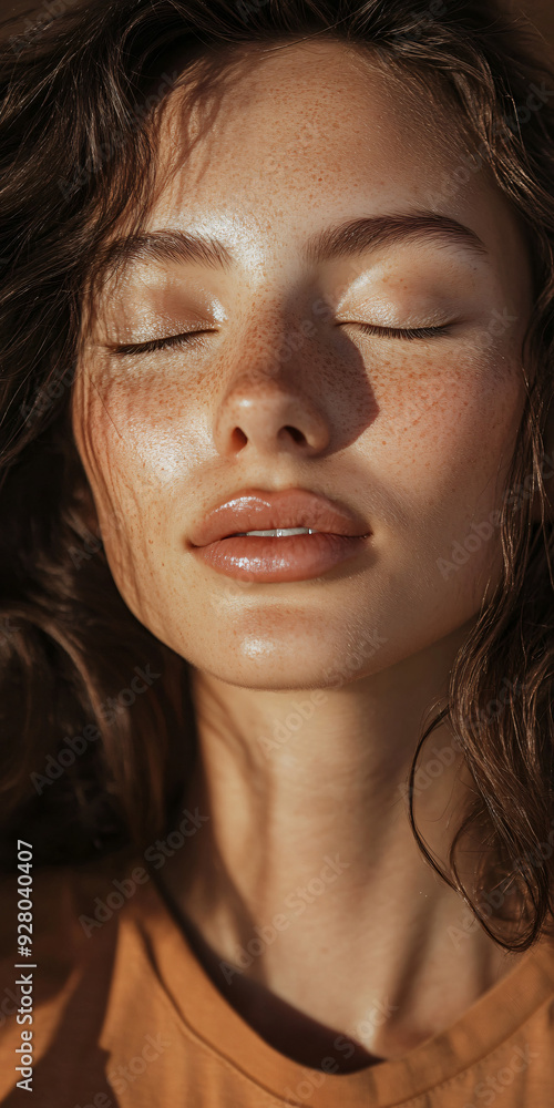 Woman with closed eyes and relaxed expression Woman with closed eyes and relaxed expression