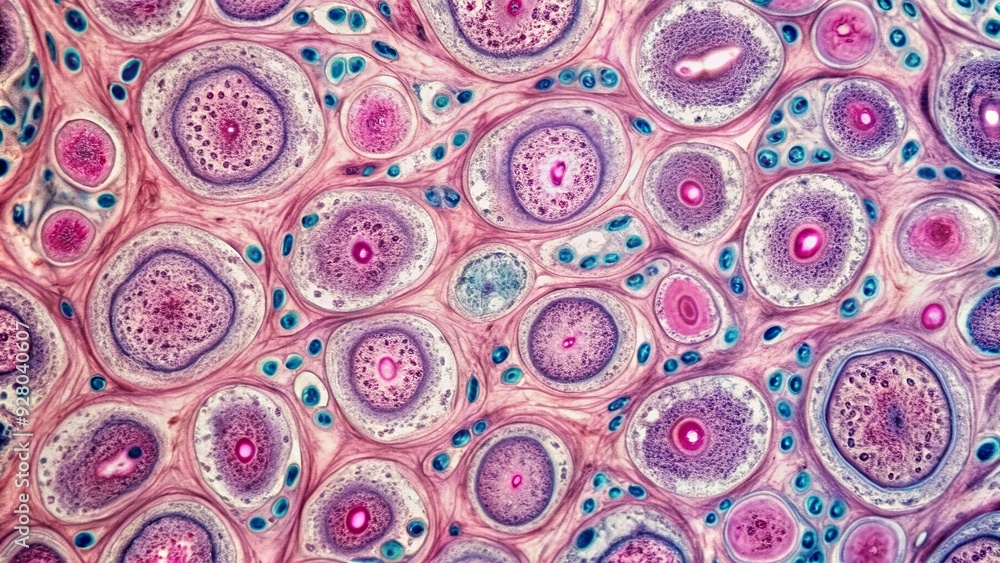 High magnification view of human epididymis histology, anatomy, male reproductive system, medical, science High magnification view of human epididymis histology, anatomy, male reproductive system, medical, science