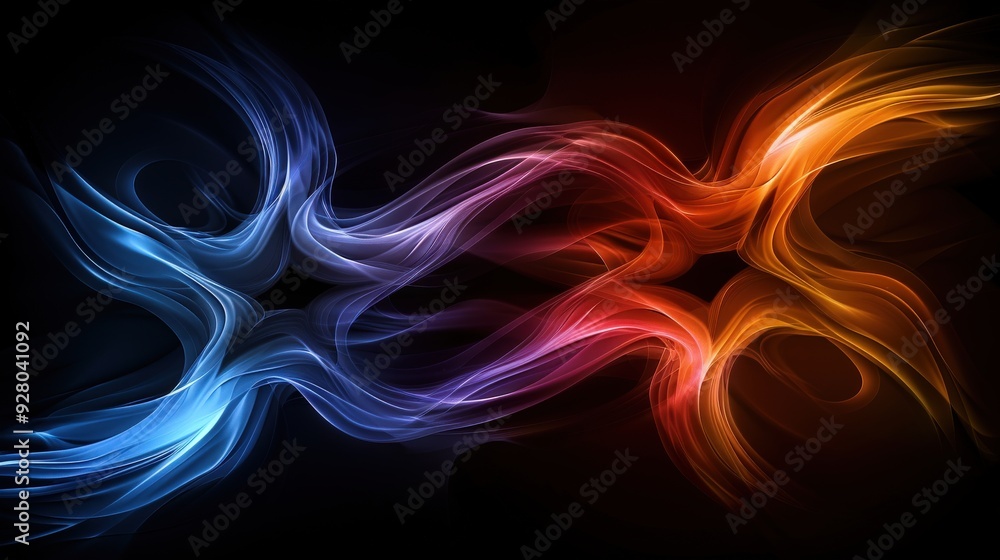 Two swirling abstract star formations in dynamic motion with vibrant colors Two swirling abstract star formations in dynamic motion with vibrant colors
