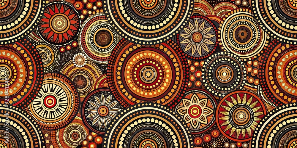 Seamless pattern of abstract Australian Aboriginal art featuring traditional indigenous patterns and motifs Seamless pattern of abstract Australian Aboriginal art featuring traditional indigenous patterns and motifs