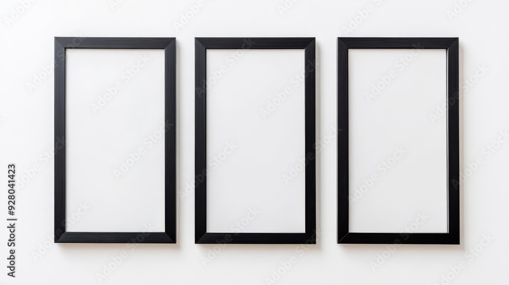 Three black picture frames on white background Three black picture frames on white background