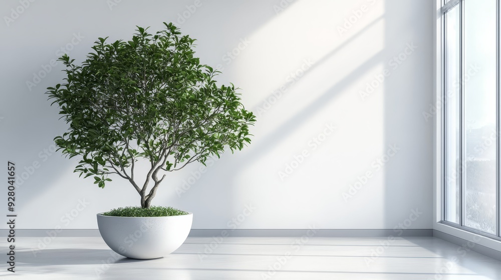 Fototapeta premium Minimalist indoor plant in modern bright room