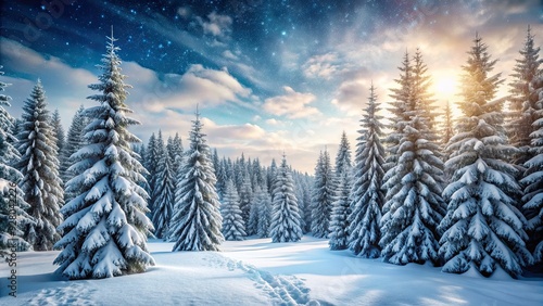 Wallpaper Mural Snowy forest in winter season, winter, snow, trees, frozen, cold, white, frost, ice, nature, serene, peaceful Torontodigital.ca