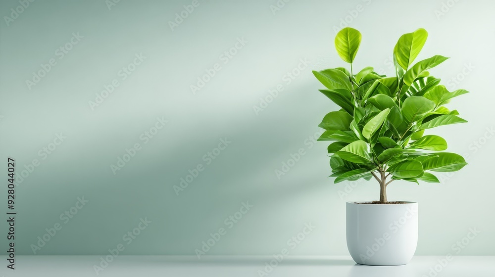 Potted green plant against light background Potted green plant against light background