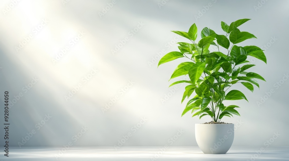 Potted Green Plant in Sunlit Room Potted Green Plant in Sunlit Room
