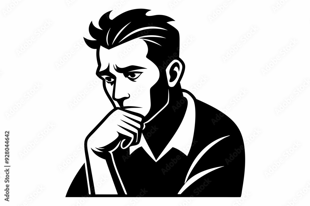 Side profile portrait silhouette of a teenage man thinking vector
Side profile portrait silhouette of a teenage man thinking vector