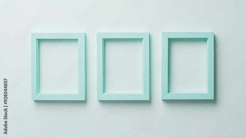 Three mint green picture frames on white background Three mint green picture frames on white background