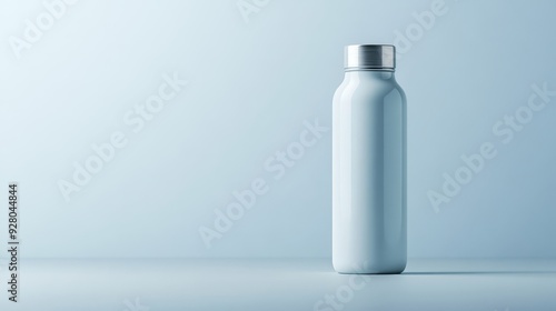 Minimalist white water bottle on light background