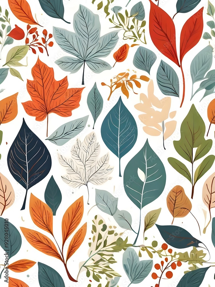 leaf only, scandinavian art style, nature inspired colors, vector, white background leaf only, scandinavian art style, nature inspired colors, vector, white background