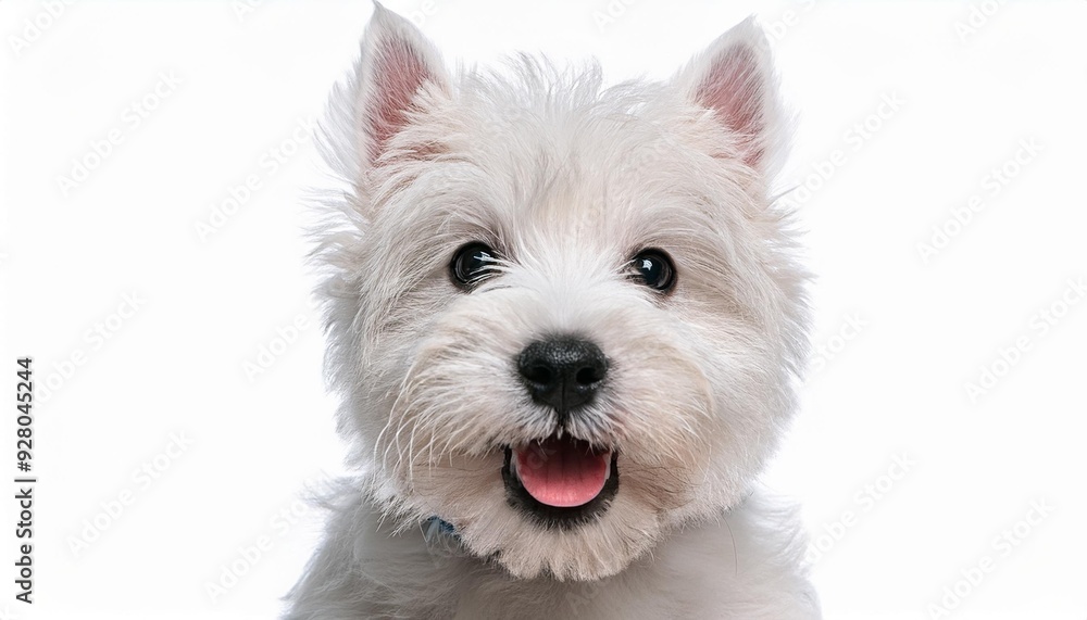 笑顔のウエスト・ハイランド・ホワイト・テリアの子犬のポートレート(Portrait of a smiling West Highland White Terrier puppy on white background)
笑顔のウエスト・ハイランド・ホワイト・テリアの子犬のポートレート(Portrait of a smiling West Highland White Terrier puppy on white background)