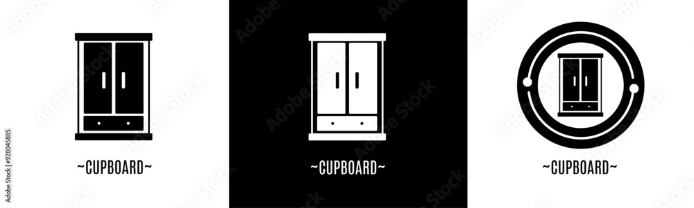 Cupboard logo set. Collection of black and white logos. Stock vector. Cupboard logo set. Collection of black and white logos. Stock vector.