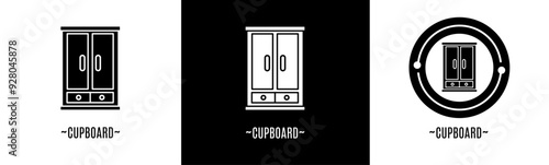 Cupboard logo set. Collection of black and white logos. Stock vector.