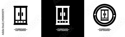 Cupboard logo set. Collection of black and white logos. Stock vector.