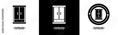 Cupboard logo set. Collection of black and white logos. Stock vector.