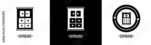 Cupboard logo set. Collection of black and white logos. Stock vector.
