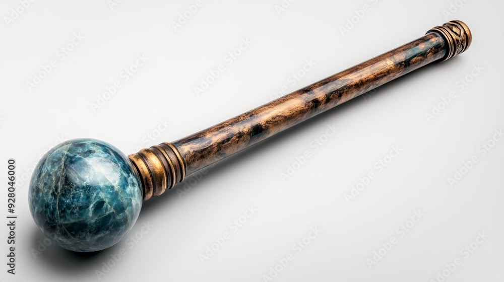 An elegant decorative staff with a blue orb and intricate metal details, ideal for fantasy-themed art and design. An elegant decorative staff with a blue orb and intricate metal details, ideal for fantasy-themed art and design.