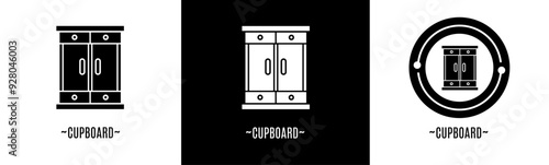 Cupboard logo set. Collection of black and white logos. Stock vector.