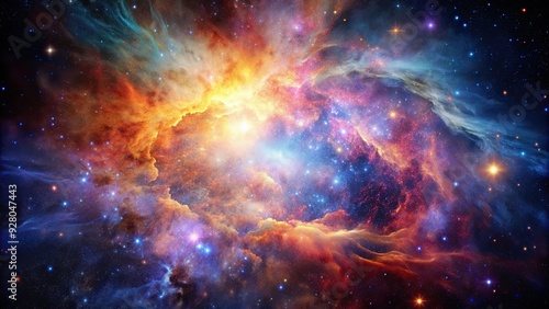 Vivid colors of a cosmic dust cloud in deep space, cosmic, dust cloud, deep space, vibrant, colorful, celestial