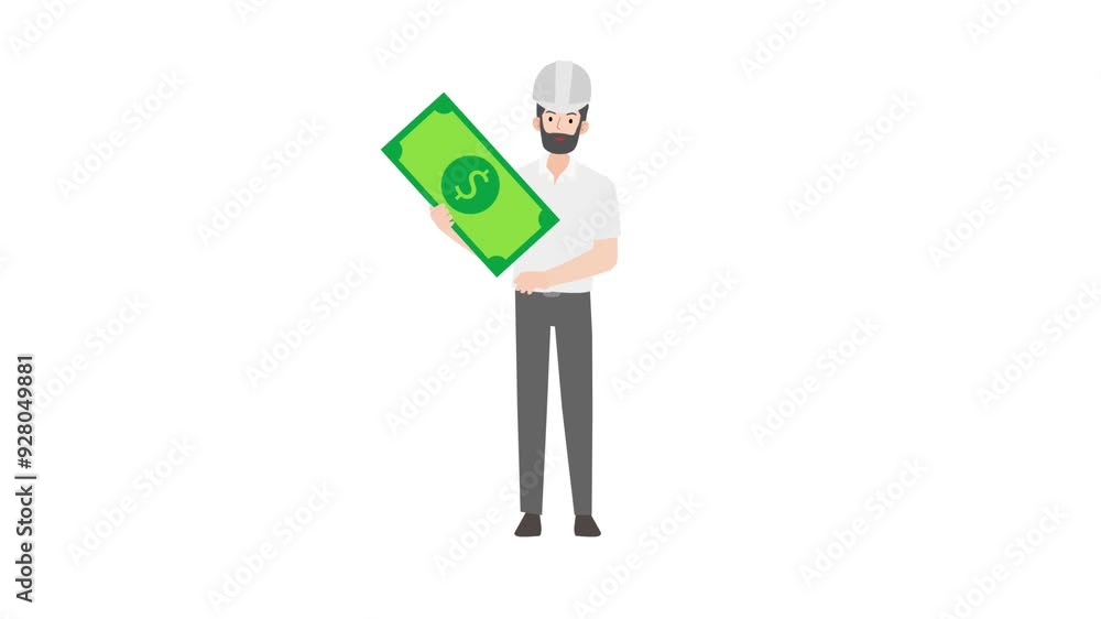 Engineer holding dollar bill Engineer holding dollar bill