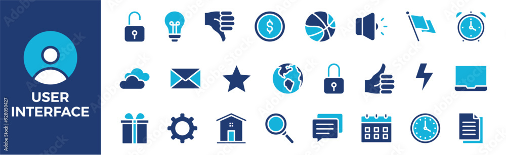 User Interface icon collection set. Containing design, interface, ui, vector, user, design, screen, technology, and more. Solid vector icons collection. User Interface icon collection set. Containing design, interface, ui, vector, user, design, screen, technology, and more. Solid vector icons collection.