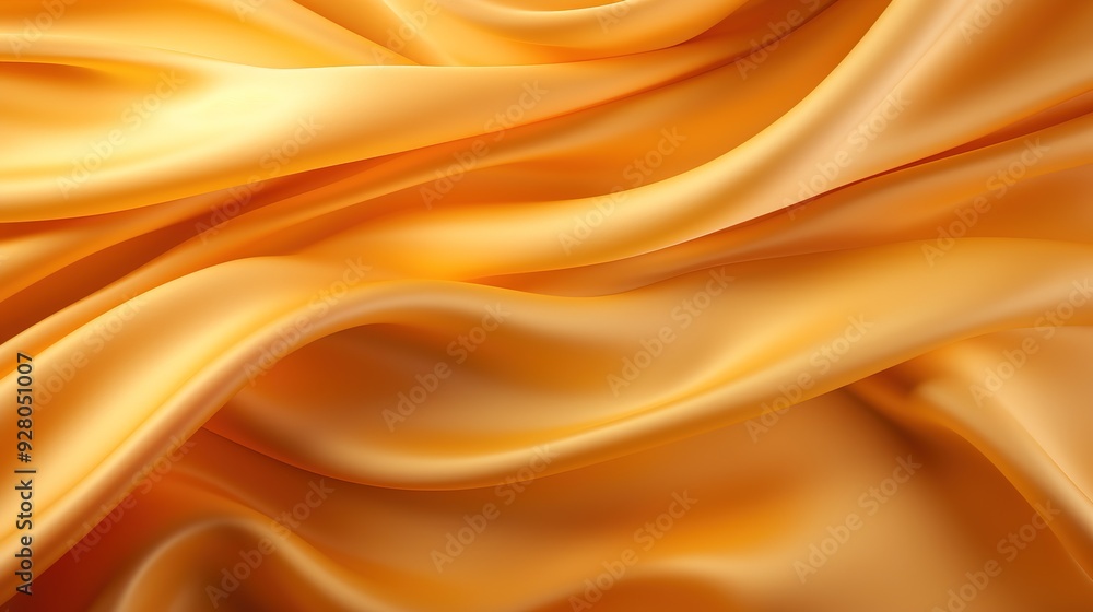 Abstract background of smooth, flowing golden fabric.