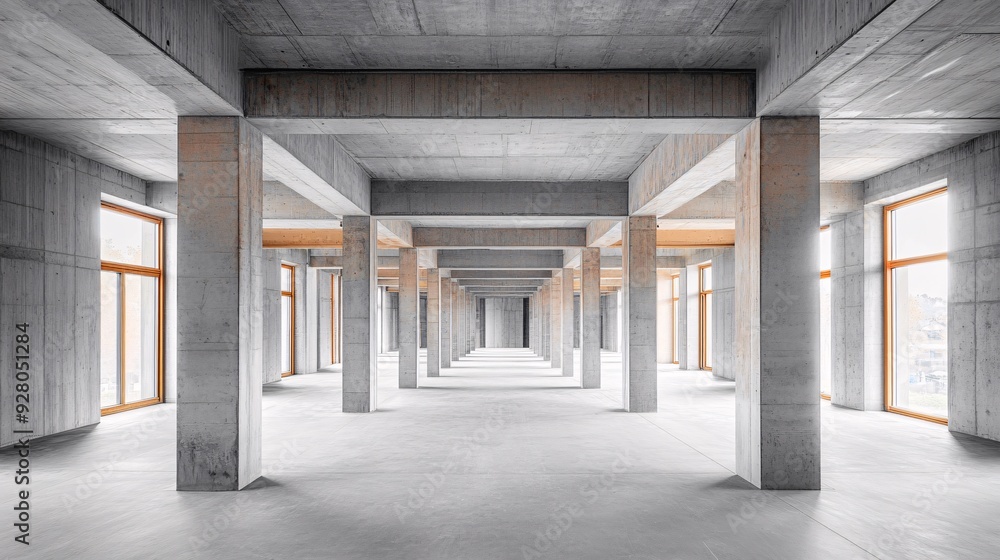 Abstract Modern Concrete Building Frame with Exposed Beams on Simple Background Copy Space Abstract Modern Concrete Building Frame with Exposed Beams on Simple Background Copy Space