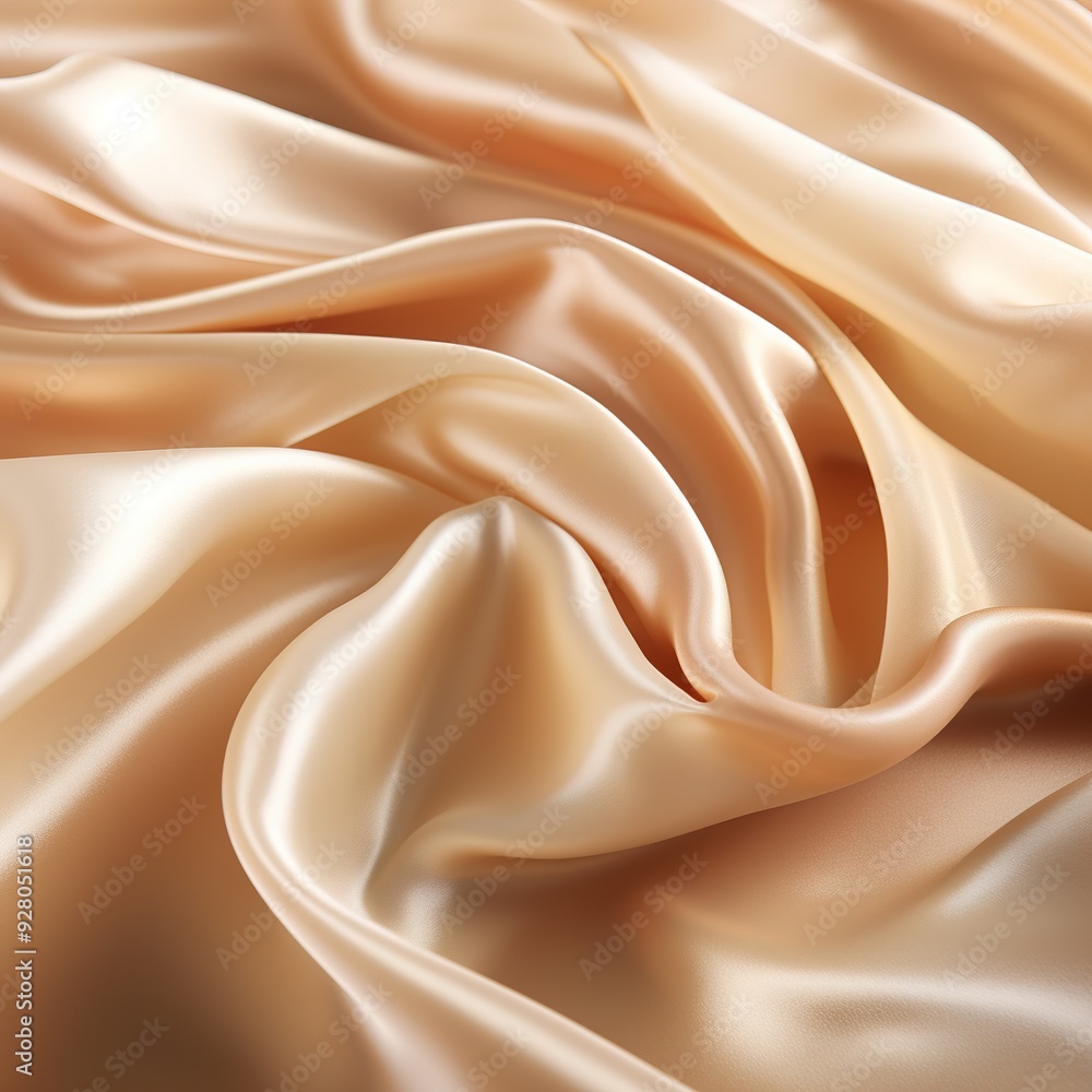 Obraz premium Soft, smooth, and luxurious beige satin fabric with gentle folds.