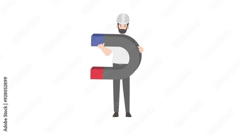 Engineer holding magnet Engineer holding magnet