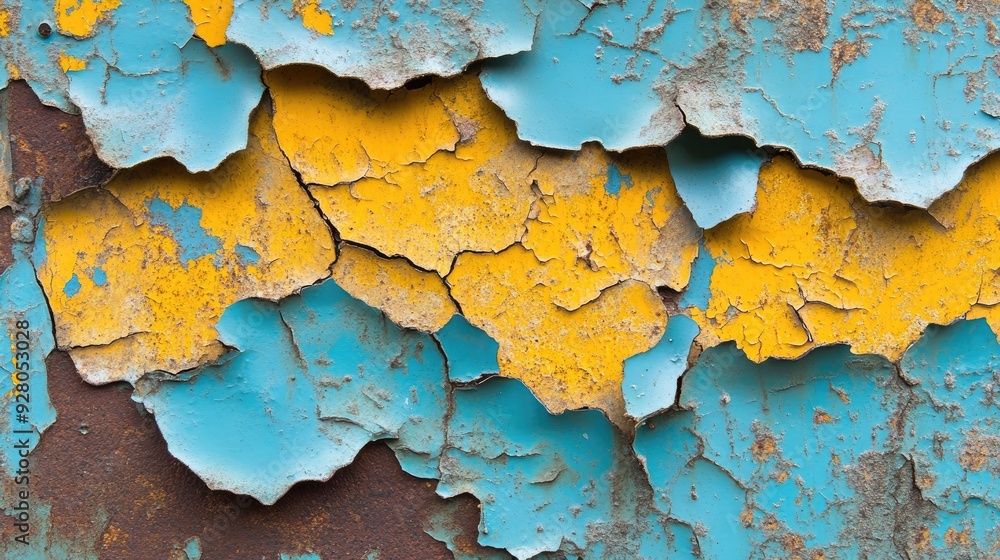 Abstract background of peeling and cracked paint on a metal surface, showing corrosion. Abstract background of peeling and cracked paint on a metal surface, showing corrosion.