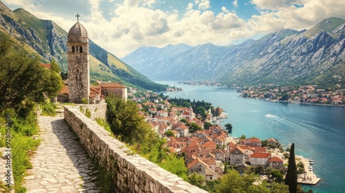 Wallpaper Mural Stunning View of a Picturesque Town Nestled in a Mountainous Bay Torontodigital.ca