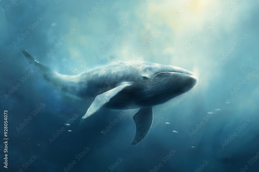 Obraz premium whale swimming deep wildlife profile streams flowing reconstruction